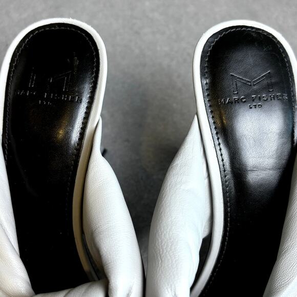 Marc Fisher Gray Leather Slip On Party Wedding Holiday Evening Sandal NEW Size 8 - Picture 4 of 7